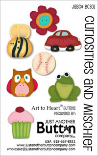 Curiosities and Mischief Button Card
