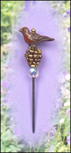 Robin on Pinecone Charm Garden Pin