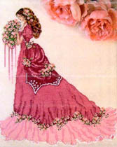 Lady in pink holding roses