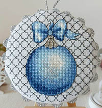Christmas Ornament Blue Silver Ball