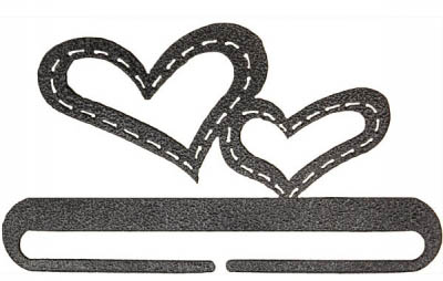 Stitched Hearts Split Bottom Charcoal Bellpull