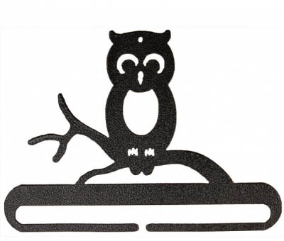 Whimsical Owl Split Bottom Charcoal Bellpull