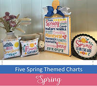 Spring Cross Stitch Booklet Set of 5
