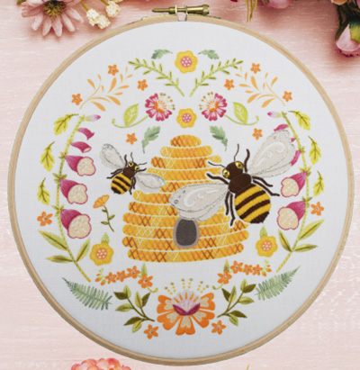 Folk Bees Embroidery Kit