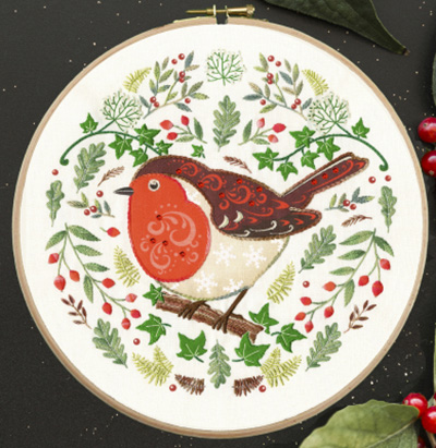 Folk Robin Embroidery Kit