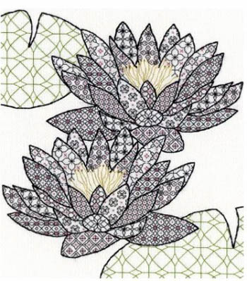 Water Lily - Blackwork Kit