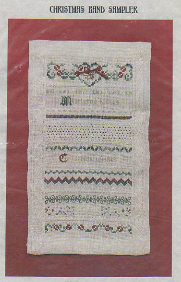 Banded Christmas Sampler  w/overdye floss & ribbon