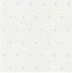White w/Lt. Blue Mini Dots 28 Ct. Cashel Linen