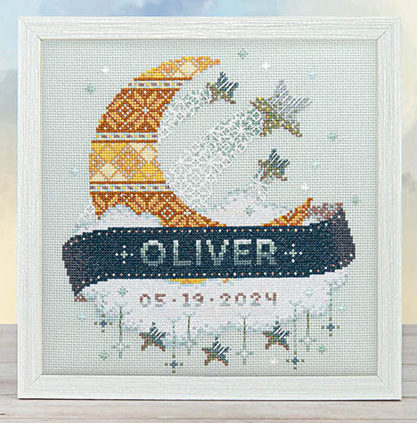 Moon + Stars Modern Baby Sampler