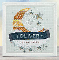 Moon + Stars Modern Baby Sampler