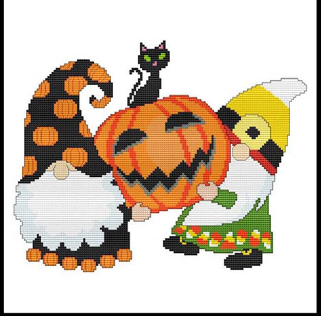 Halloween Gnomes - Cat on Pumpkin