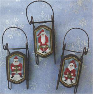 Sled Ornaments - Santa Folk 