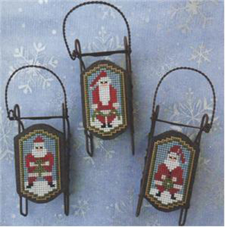 Santa Folk Sled Ornaments