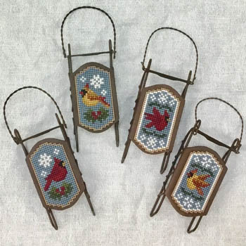 Sled Ornaments - Snowy Visitors