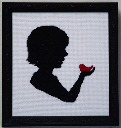 Silhouette Faces - Girl with Red Bird