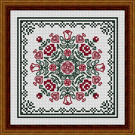June Hearts Square with Red Roses