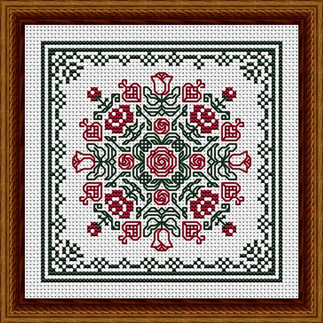 June Hearts Square with Red Roses