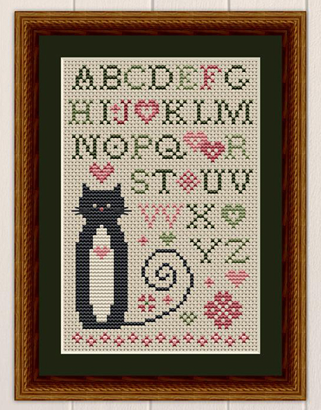 Heart Alphabet Cat