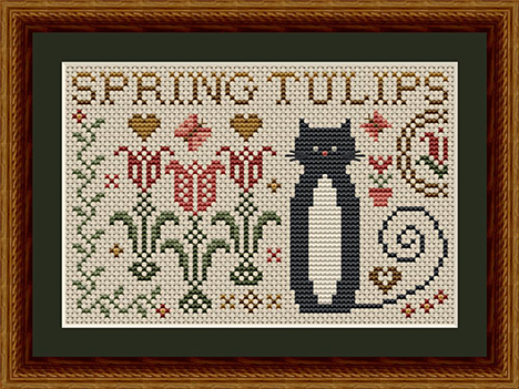 Cat Tale Collection Cat with Spring Tulips