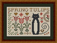 Cat Tale Collection Cat with Spring Tulips