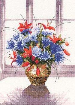 Brass Vase Window Flowers