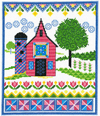 Barn With Spring Quilts