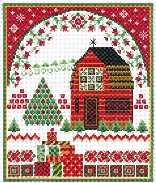Barn with Holiday Quilts