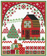 Barn with Holiday Quilts