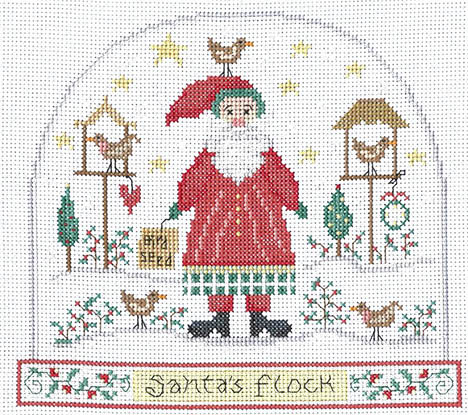 Santa's Flock Snow Globe