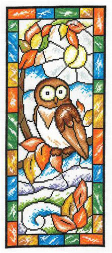 Stained Glass Autumn Owl