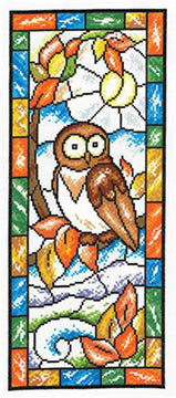 Stained Glass Autumn Owl