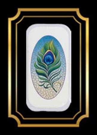 Peacock Feather Bead Hide Tin