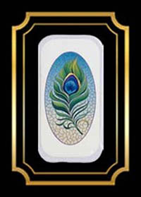 Peacock Feather Bead Hide Tin