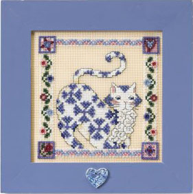 Jim Shore Quilted Cats -  Sapphire