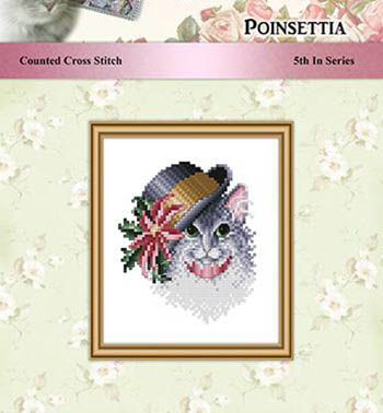 Seasonal Cats in Hats  - Poinsettia