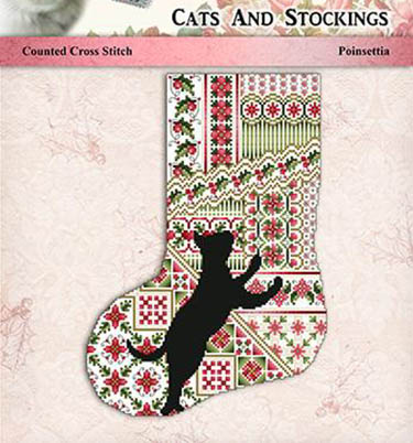 Cats and Stockings #2 - Poinsettia