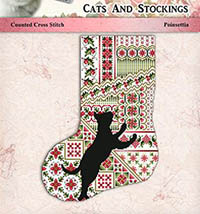 Cats and Stockings #2 - Poinsettia