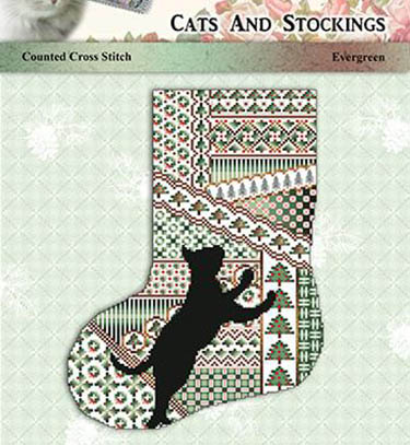Cats and Stockings # 3 -  Evergreen
