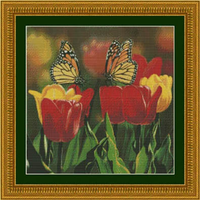 Tulips and Monarch Butterflies