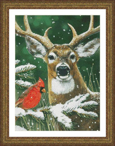 Deer & Cardinal
