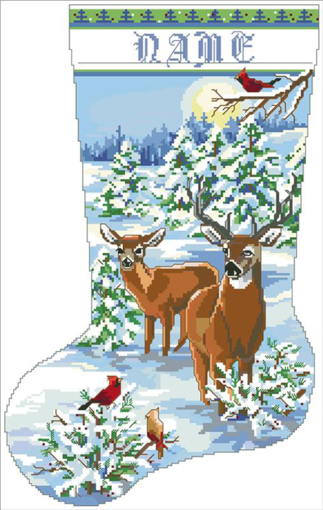 Snowy Forest Evening Stocking