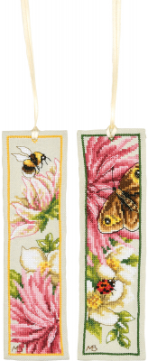 Pink Silk Dahhlia Bookmark set (2) by Marjolein Bastin Kit