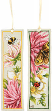 Pink Silk Dahhlia Bookmark set (2) by Marjolein Bastin Kit