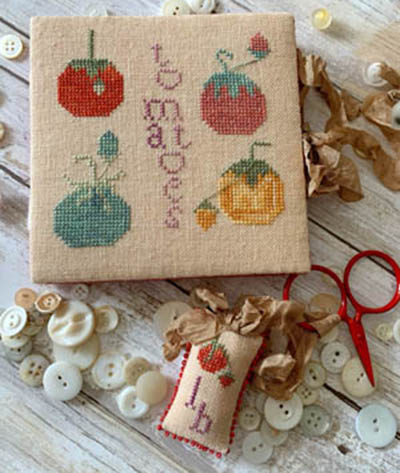 Heirloom Tomatoes Needlework Set - Needle Keep & Scissor Fiob