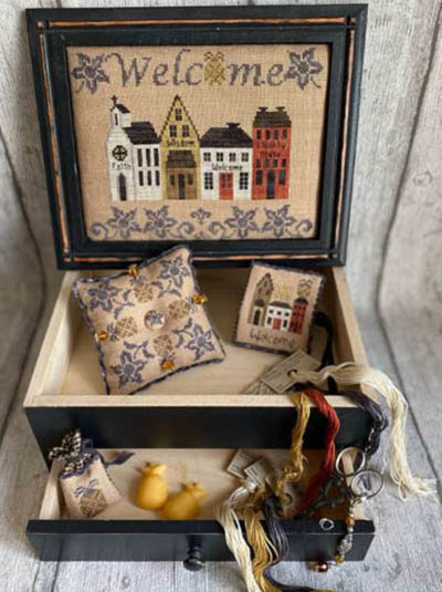 Welcome Street Sewing Box & Pillow