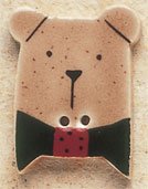 43002 Brown Teddy Bear w/Green Bow Tie Debbie Mumm Button