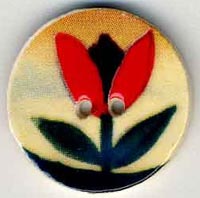 87020 Red Tulip Beige Jim Shore Button
