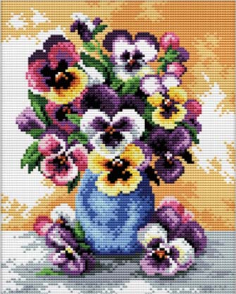 Vase of Pansies  - No Count X-Stitch Kit