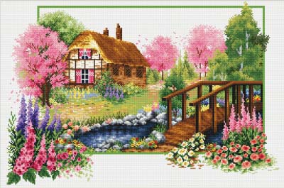 Spring Cottage -  No Count X-Stitch Kit