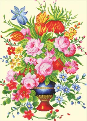 Elegant Floral Arrangement  -  No Count X-Stitch Kit